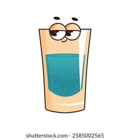 Retro groovy character cocktail glass. Funky alcoholic or nonalcoholic drink. Vintage vector illustration 70s, 80s style on transparent background for branding, prints, posters, banner