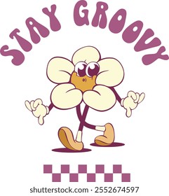 Retro groovy character design, vintage cartoon mascot sublimation design