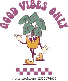 Retro groovy character design, vintage cartoon mascot sublimation design