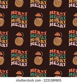 Navidad Retro Groovy sin problemas con . Fondo de las vacaciones. Diseño de ajuste. Vector de acciones
