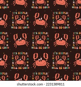 Navidad Retro Groovy sin problemas con . Fondo de las vacaciones. Diseño de ajuste. Vector de acciones