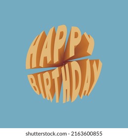 Retro Groovy Circle HAPPY BIRTHDAY Slogan With 3D Effect Text For Tee T Shirt Or Sticker. Vintage Vector Print Design Editable Illustration EPS 10