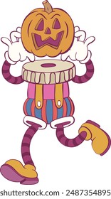 Retro groovy clown halloween mascot character