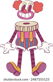 Retro groovy clown halloween mascot character