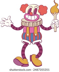 Retro groovy clown halloween mascot character