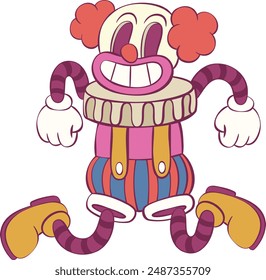 Retro groovy clown halloween mascot character