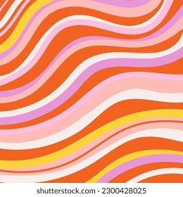 Retro groovy colorful abstract art template set