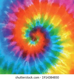 Retro Groovy Colorful Rainbow Tie Dye Ikat Pattern For Girl And Kids Fabric Or Scarf