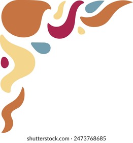 Retro Groovy Corner Border in Abstract Style. Vector Illustration on White Background.