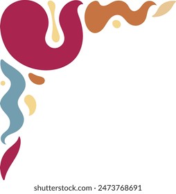 Retro Groovy Corner Border in Abstract Style. Vector Illustration on White Background.