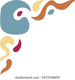 Retro Groovy Corner Border in Abstract Style. Vector Illustration on White Background.