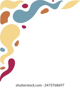 Retro Groovy Corner Border in Abstract Style. Vector Illustration on White Background.