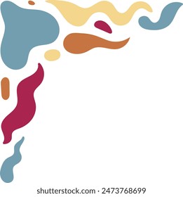 Retro Groovy Corner Border in Abstract Style. Vector Illustration on White Background.
