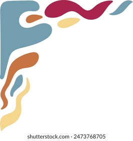 Retro Groovy Corner Border in Abstract Style. Vector Illustration on White Background.