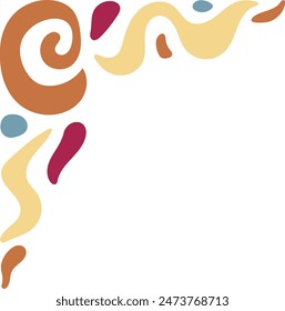 Retro Groovy Corner Border in Abstract Style. Vector Illustration on White Background.