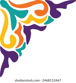 Retro Groovy Corner Border with Flat Design. Vector Illustration on White Background.