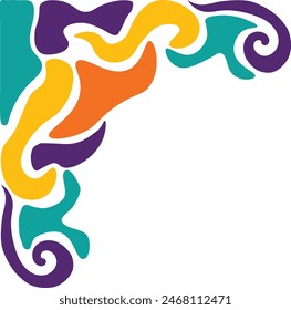 Borde de esquina retro Groovy con diseño plano. Ilustración vectorial sobre fondo blanco.