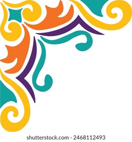 Retro Groovy Corner Border with Flat Design. Vector Illustration on White Background.