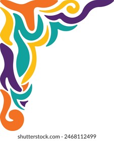 Retro Groovy Corner Border with Flat Design. Vector Illustration on White Background.