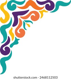 Retro Groovy Corner Border with Flat Design. Vector Illustration on White Background.