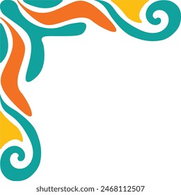 Borde de esquina retro Groovy con diseño plano. Ilustración vectorial sobre fondo blanco.