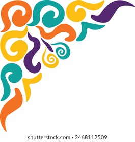 Retro Groovy Corner Border with Flat Design. Vector Illustration on White Background.