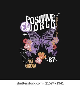 Retro groovy daisy flower print groovy flowers and butterfly background,Love need time to groove slogan print for graphic tee t shirt