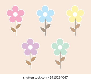 retro groovy daisy flowers stickers.