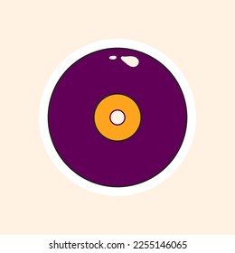 Retro groovy disc. Colorful vector illustration in vintage style. Vector illustration concept