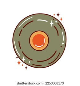 Retro groovy disk. Hippie and boho style.