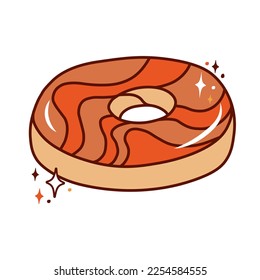 Retro groovy donut. Hippie and boho style.