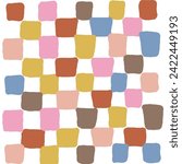 Retro Groovy doodle Psychedelic Checkerboard Check Y2K 90s plaid print Background Stationary Fashion Textile Repeat Pattern