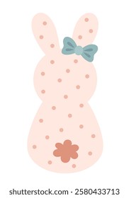 Retro Groovy Easter bunny clipart. Happy Easter day. Cute bunny in cartoon flat style. Hand draw vector illustration