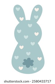 Retro Groovy Easter bunny clipart. Happy Easter day. Cute bunny in cartoon flat style. Hand draw vector illustration