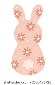 Retro Groovy Easter bunny clipart. Happy Easter day. Cute bunny in cartoon flat style. Hand draw vector illustration