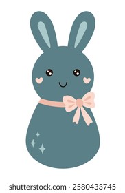 Retro Groovy Easter bunny clipart. Happy Easter day. Cute bunny in cartoon flat style. Hand draw vector illustration