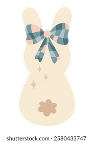 Retro Groovy Easter bunny clipart. Happy Easter day. Cute bunny in cartoon flat style. Hand draw vector illustration