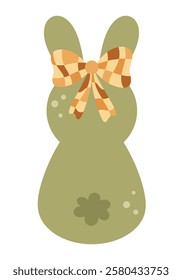 Retro Groovy Easter bunny clipart. Happy Easter day. Cute bunny in cartoon flat style. Hand draw vector illustration