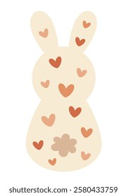 Retro Groovy Easter bunny clipart. Happy Easter day. Cute bunny in cartoon flat style. Hand draw vector illustration