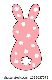 Retro Groovy Easter bunny clipart. Happy Easter day. Cute bunny in cartoon flat style. Hand draw vector illustration