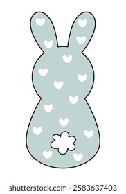 Retro Groovy Easter bunny clipart. Happy Easter day. Cute bunny in cartoon flat style. Hand draw vector illustration