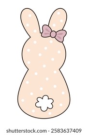 Retro Groovy Easter bunny clipart. Happy Easter day. Cute bunny in cartoon flat style. Hand draw vector illustration