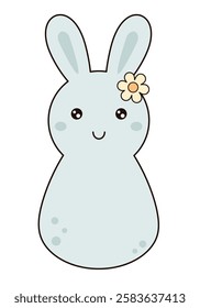 Retro Groovy Easter bunny clipart. Happy Easter day. Cute bunny in cartoon flat style. Hand draw vector illustration