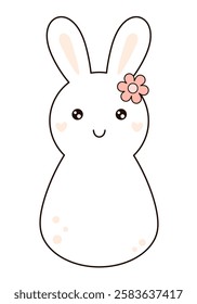 Retro Groovy Easter bunny clipart. Happy Easter day. Cute bunny in cartoon flat style. Hand draw vector illustration