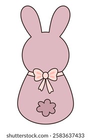 Retro Groovy Easter bunny clipart. Happy Easter day. Cute bunny in cartoon flat style. Hand draw vector illustration