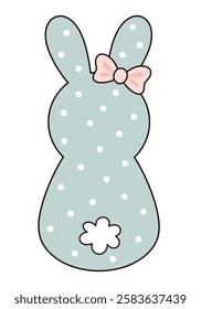 Retro Groovy Easter bunny clipart. Happy Easter day. Cute bunny in cartoon flat style. Hand draw vector illustration