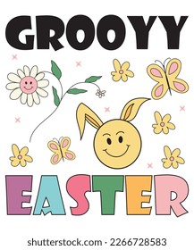 Retro Groovy Easter PNG Sublimation