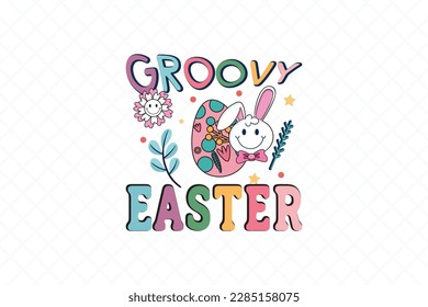 Retro Groovy Easter Cita Svg Diseño