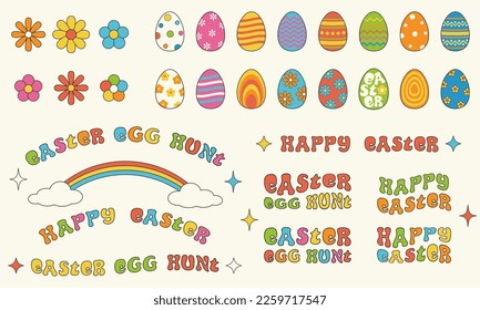 Conjunto de stickers Retro groovy Easter
