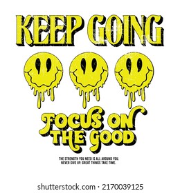 Retro groovy emoji 70's Themed Hand Drawn Vintage Slogan T shirt Print Design - Vector